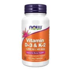 Now Foods Vitamin D-3 & K2 120 Vegetable Capsules