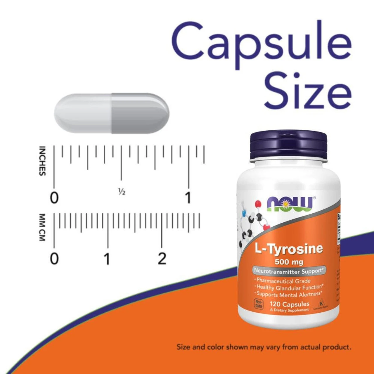 Now Foods L-Tyrosine 500mg 120 Capsules 2 Now Foods L-Tyrosine 500mg 120 Capsules - Image 2