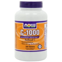 NOW Foods C-1000 Buffered C With 250mg Bioflavonoids Sustained Release 180 Tablets