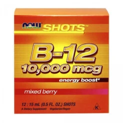 NOW Foods B-12 10,000mcg Shots 0.5 Ounce 12 Count Box Mixed Berry