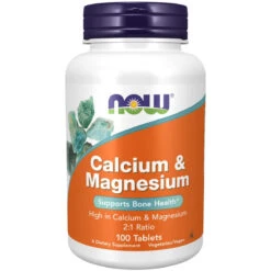 NOW Foods NOW Supplements, Calcium And Magnesium 2:1 Ratio, High Potency, Supports Bone Health*, 100 Tablets