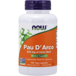 NOW Foods NOW Supplements, Pau D'Arco (Tabebuia Heptaphylla) 500 Mg, Herbal Support, 100 Veg Capsules