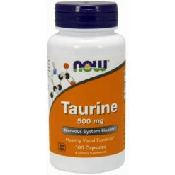 NOW Foods NOW Supplements, Taurine 500 Mg, Nervous System Health*, Amino Acid, 100 Capsules