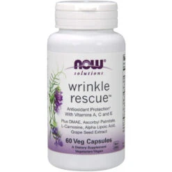 NOW Foods NOW Solutions, Wrinkle Rescue Capsules, Targeted Blend With Vitamins A, C And E, 60 Capsules