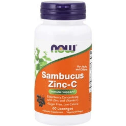 NOW Foods NOW Supplements, Sambucus Zinc-C With Elderberry Concentrate And Vitamin C, 60-Lozenges