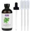 NOW Foods, Peppermint Oil 4 Oz (w/Glass Dropper) + 3 Plastic Transfer Pipettes