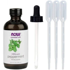 NOW Foods, Peppermint Oil 4 Oz (w/Glass Dropper) + 3 Plastic Transfer Pipettes